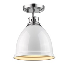  3602-FM CH-WH - Duncan Flush Mount in Chrome with a White Shade